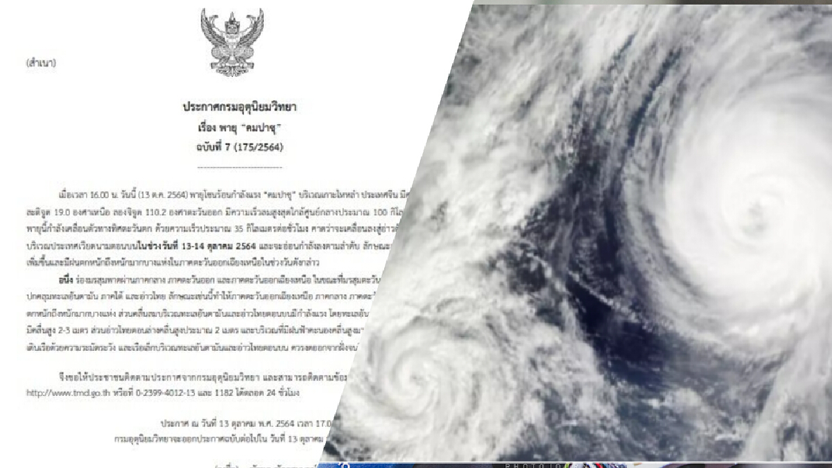 กรมอุตุฯ ประกาศฉบับที่ 7 เตือนพายุ "คมปาซุ" เจอฝนหนัก ถล่มทั่วไทย กรมอุตุฯ ประกาศฉบับที่ 7 เตือนพายุ "คมปาซุ" เจอฝนหนัก ถล่มทั่วไทย