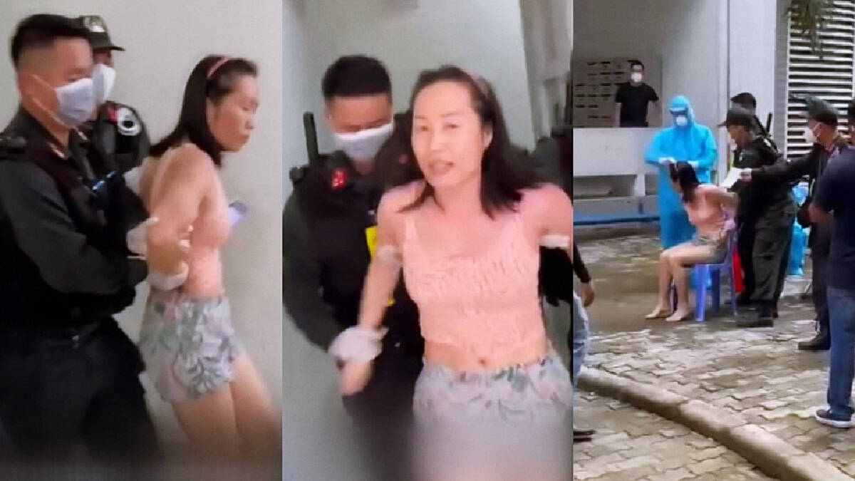 สาวเวียดนามถูกตำรวจบังคับลากตรวจโควิด-19