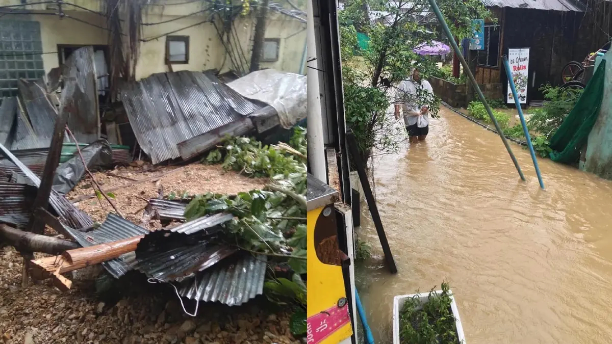 มวลน้ำทะลักท่วมเกาะพีพี นักท่องเที่ยวหนีจ้าละหวั่น มวลน้ำทะลักท่วมเกาะพีพี นักท่องเที่ยวหนีจ้าละหวั่น