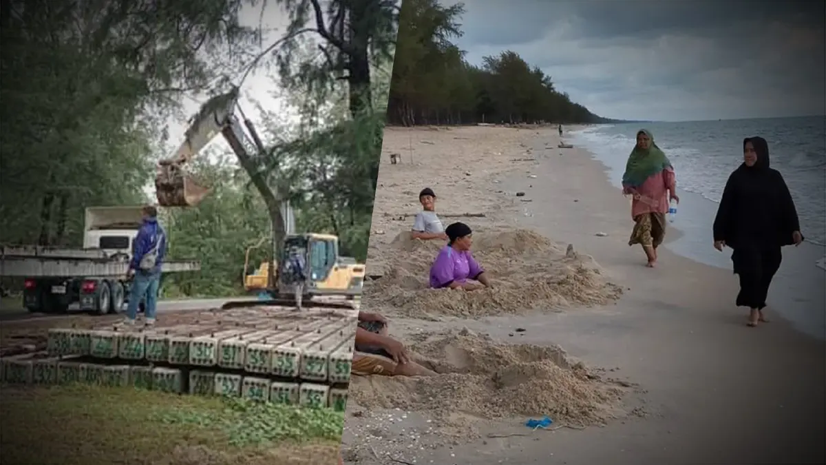 กรมโยธาฯ รื้อถอนเสาเข็มชายหาดม่วงงาม หลังศาลปกครองสั่งระงับก่อสร้าง กรมโยธาฯ รื้อถอนเสาเข็มชายหาดม่วงงาม หลังศาลปกครองสั่งระงับก่อสร้าง
