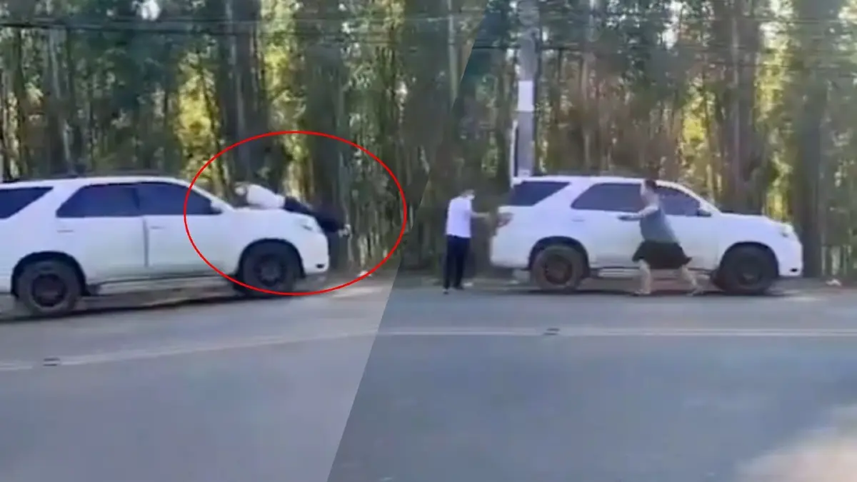 งงทั้งถนน! หนุ่มตามรอย "เสี่ยชัชเวอร์ชั่น 2" กระโดดเกาะรถสาว