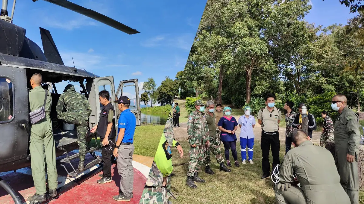 ส่งฮ.รับร่างจนท.อช.เขาแหลม ก่อเหตุสลดแทงเพื่อนและยิงตัวเองดับ ส่งฮ.รับร่างจนท.อช.เขาแหลม ก่อเหตุสลดแทงเพื่อนและยิงตัวเองดับ