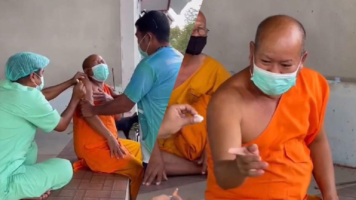 ญาติโยมลุ้นตัวโก่ง "พระกลัวเข็ม" ฉีดวัคซีนต้านไวรัสโควิด ญาติโยมลุ้นตัวโก่ง "พระกลัวเข็ม" ฉีดวัคซีนต้านไวรัสโควิด