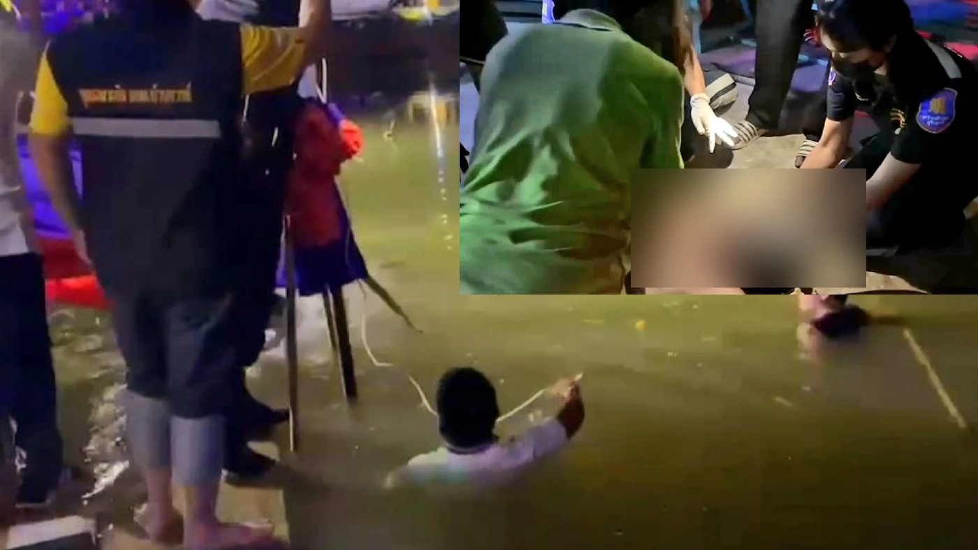 หนุ่มลงไปเก็บเงินในกระทงพลาดท่าจมน้ำดับคู่ ทั้งคนลงไปช่วย หนุ่มลงไปเก็บเงินในกระทงพลาดท่าจมน้ำดับคู่ ทั้งคนลงไปช่วย