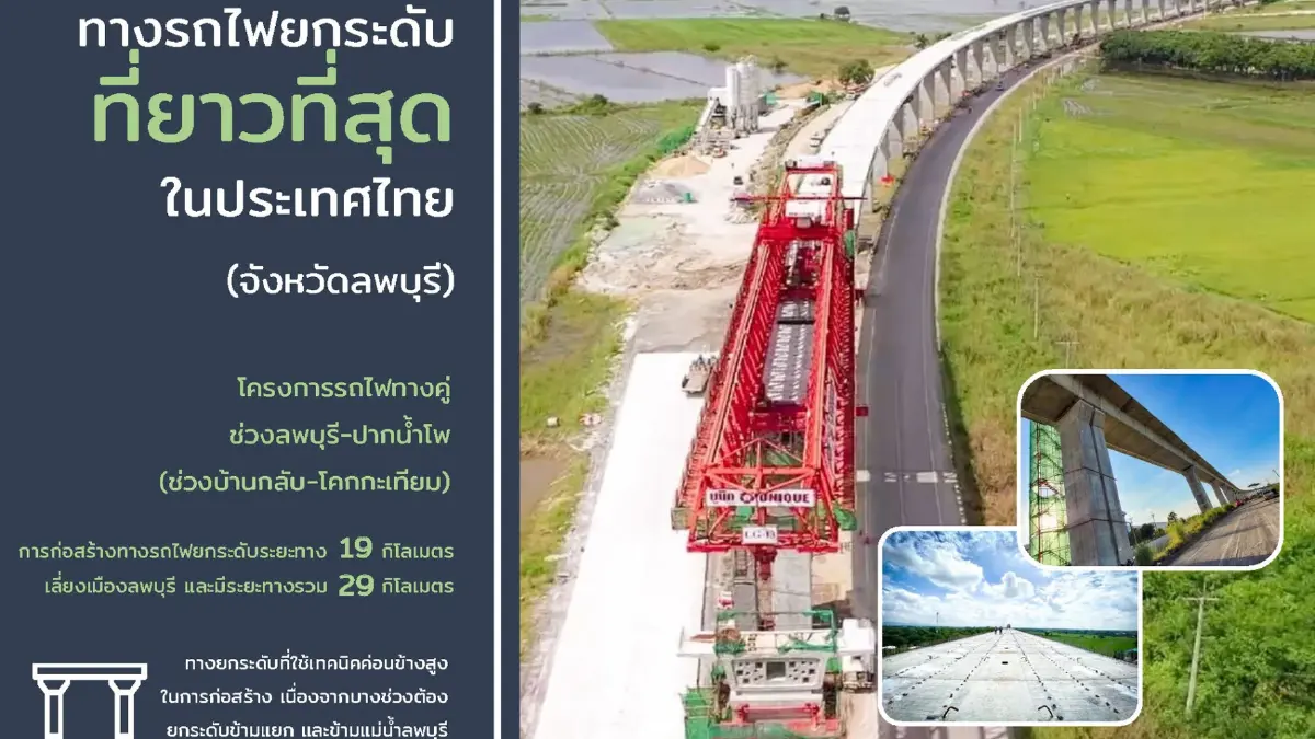 กรมรางฯ โชว์สุดยอดทางรถไฟยกระดับ 19 กิโลฯ ยาวที่สุดในไทย