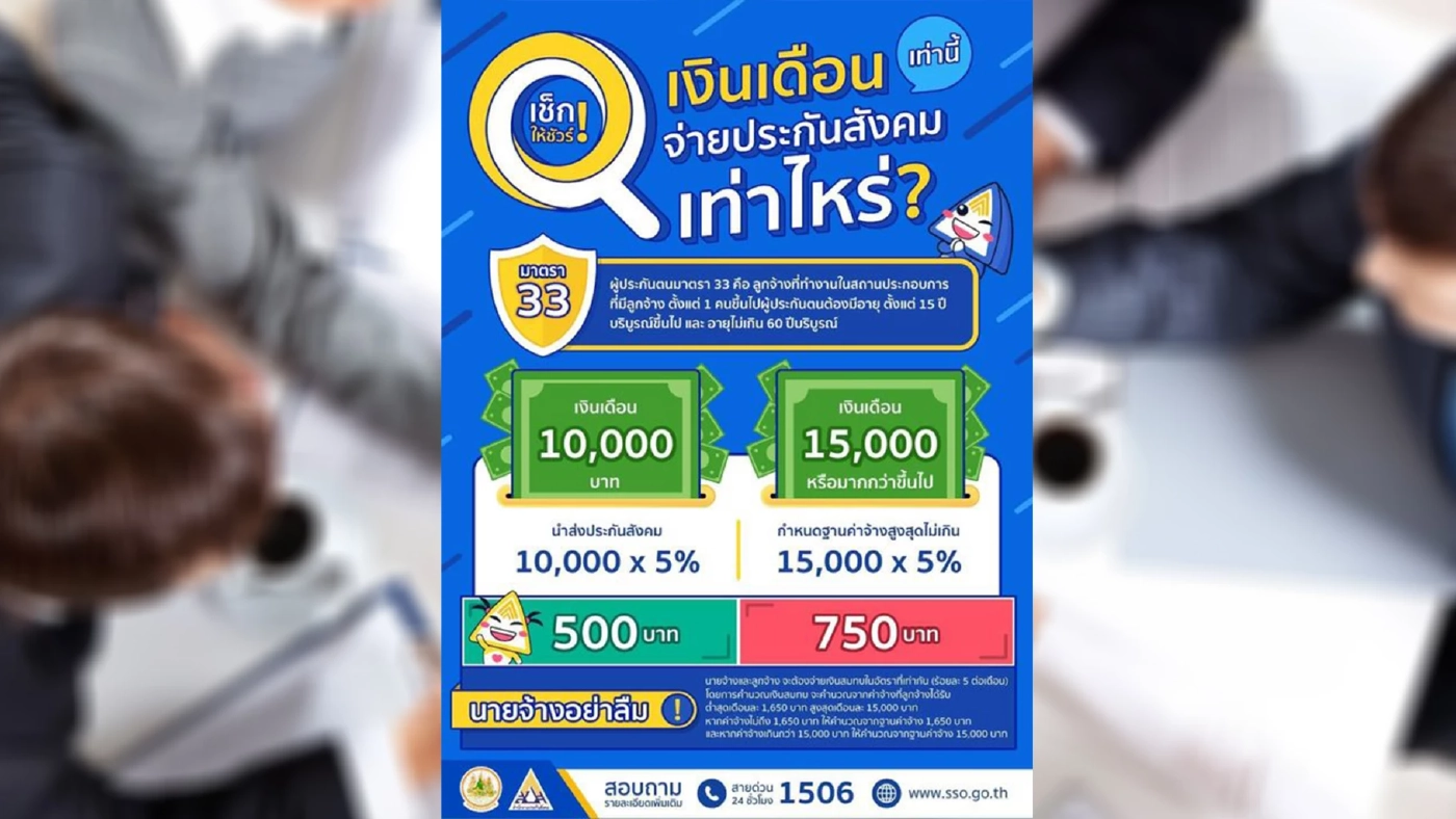 เช็กชัวร์ เงินเดือนเท่านี้ ต้องจ่ายประกันสังคมเท่าไหร่ต่อเดือน