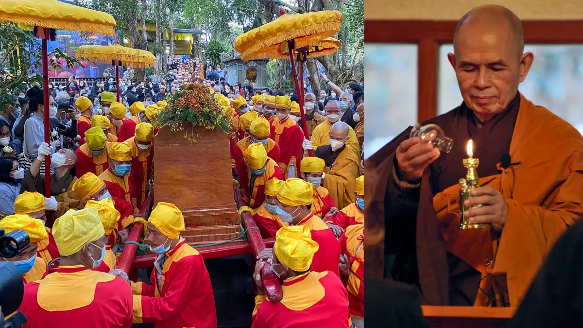 ชาวเวียดนามร่วมไว้อาลัยพิธีศพหลวงปู่ติช นัท ฮันห์ วันสุดท้าย