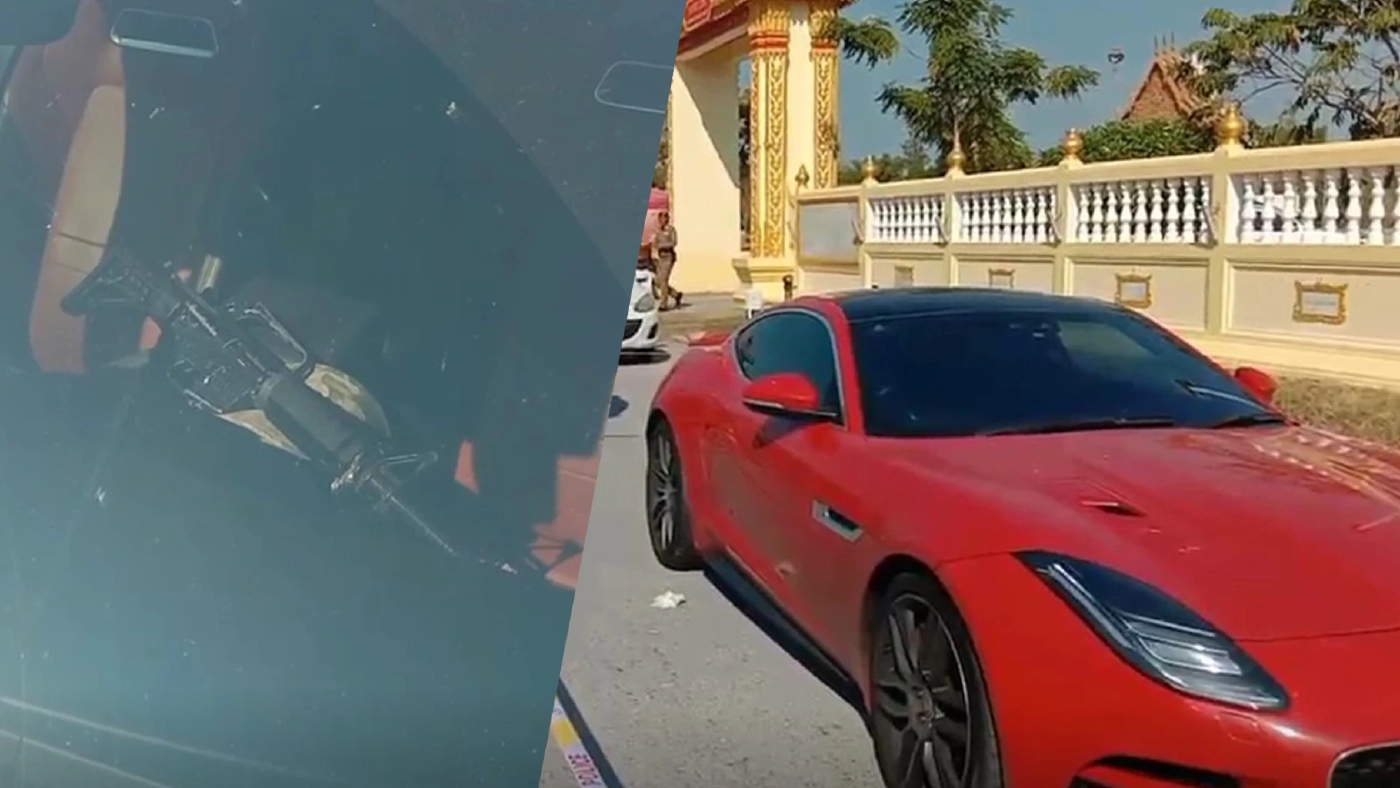 หนุ่มบางตะบูนขับเก๋งสปอร์ต-ควง M16 หวังเคลียร์ปัญหา แต่ถูก จยย.เฉี่ยวชน