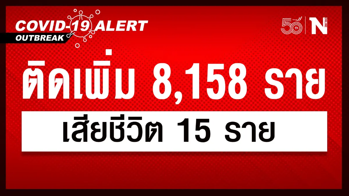 ยอดทรงตัว ศบค. เผย ผู้ติดเชื้อรายใหม่วันนี้ 8,158 เสียชีวิต 15 ราย ยอดทรงตัว ศบค. เผย ผู้ติดเชื้อรายใหม่วันนี้ 8,158 เสียชีวิต 15 ราย