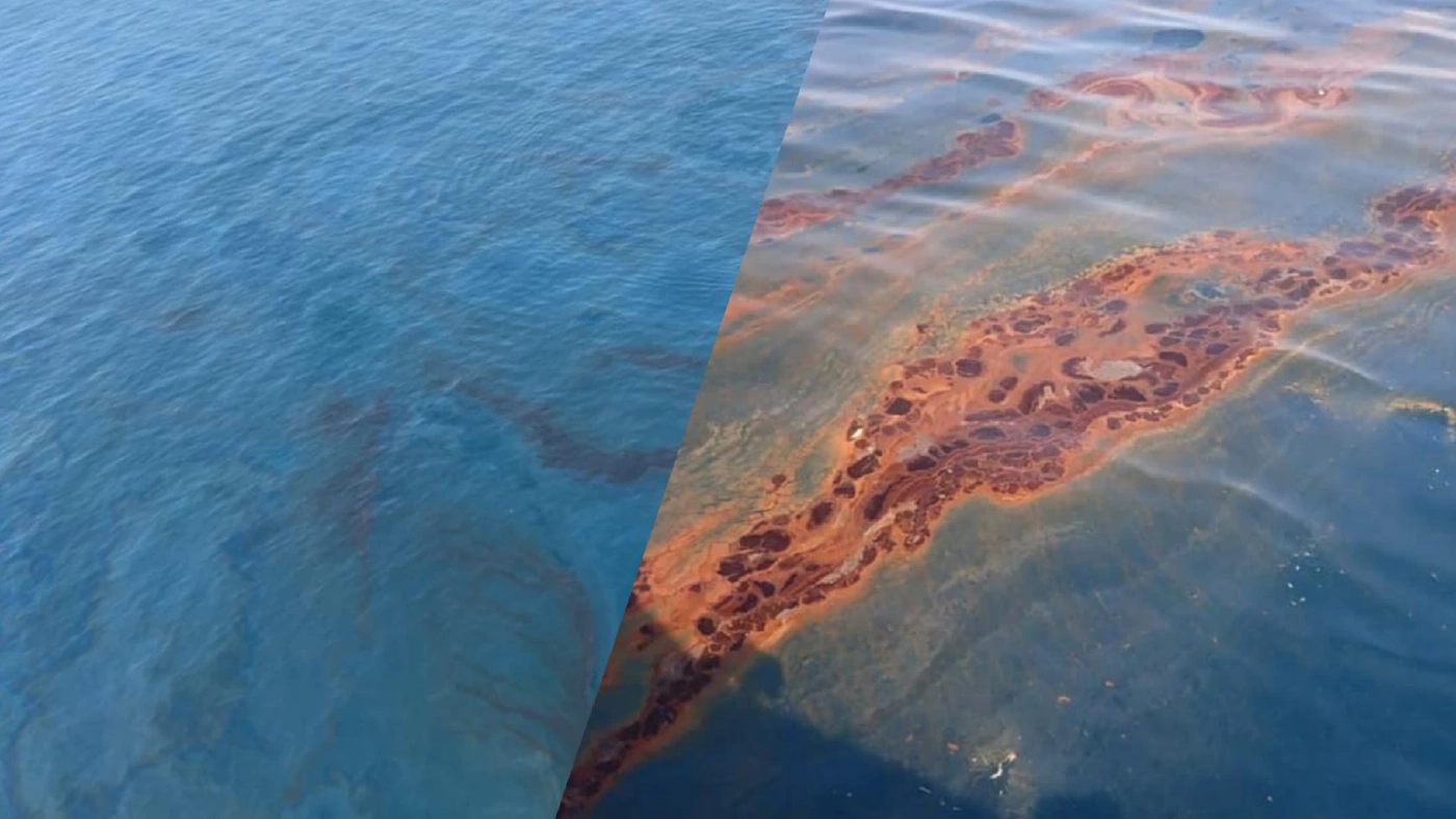 "คราบน้ำมันรั่ว" ห่างชายฝั่ง 3 กิโลฯ จ่อเข้าใกล้หาดแม่รำพึง-เขาแหลมหญ้า "คราบน้ำมันรั่ว" ห่างชายฝั่ง 3 กิโลฯ จ่อเข้าใกล้หาดแม่รำพึง-เขาแหลมหญ้า