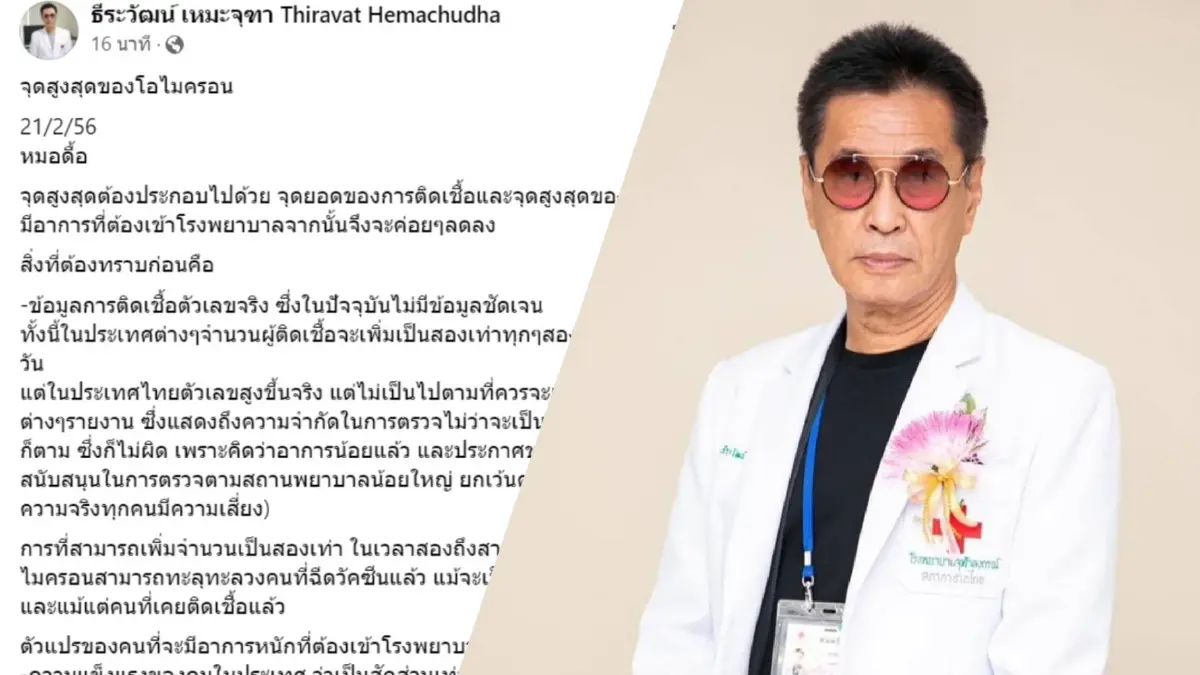 “หมอธีระวัฒน์” ชี้ชัดโอมิครอน “BA.2” มาแน่ ติดและแพร่เร็วกว่า “หมอธีระวัฒน์” ชี้ชัดโอมิครอน “BA.2” มาแน่ ติดและแพร่เร็วกว่า