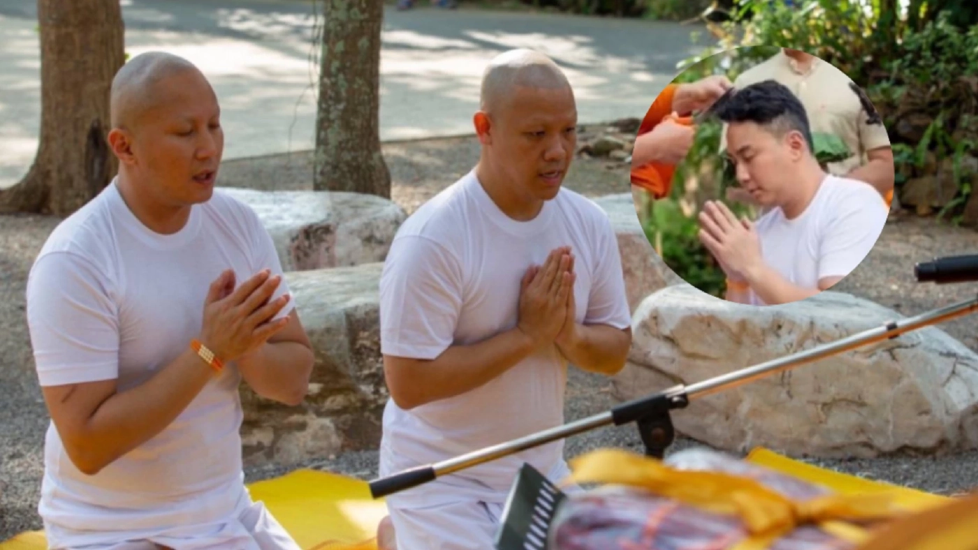 เปิดภาพ "ปอ-โรเบิร์ต” สับขาหลอกย้ายวัดบวชพราหมณ์ อุทิศกุศลให้ "แตงโม"