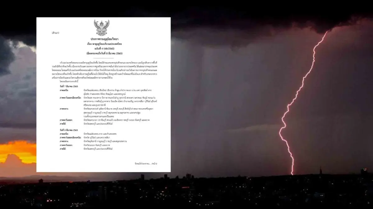 กรมอุตุฯ ประกาศ ฉ. 4 เตือน 59 จังหวัดรับ "พายุฤดูร้อน" กรมอุตุฯ ประกาศ ฉ. 4 เตือน 59 จังหวัดรับ "พายุฤดูร้อน"