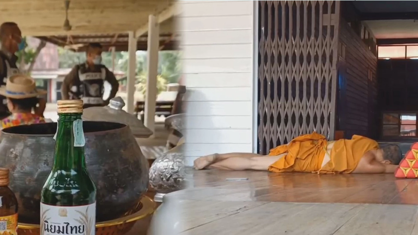 สุดทนพระดื่มเหล้าเมาฉลองสงกรานต์หลับคาผ้าเหลือง จีวรหลุดลุ่ย สุดทนพระดื่มเหล้าเมาฉลองสงกรานต์หลับคาผ้าเหลือง จีวรหลุดลุ่ย