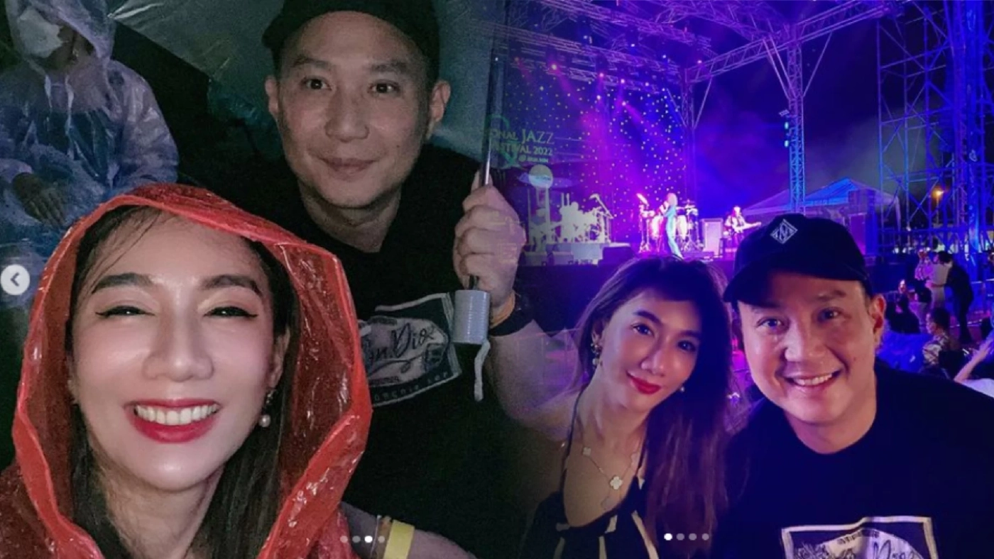 ชีวิตมูฟออน "เบนซ์ พริกไทย" ควง "ปอ ตนุภัทร" สามี กางร่มชม Kenny G กลางสายฝน