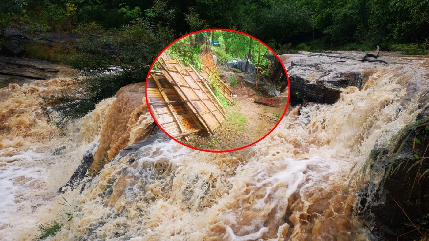 "เชียงใหม่" ฝนตกหนัก น้ำตกวังควายมีน้ำสีขุ่นไหลแรงซัดแคร่ไม้ไผ่ "เชียงใหม่" ฝนตกหนัก น้ำตกวังควายมีน้ำสีขุ่นไหลแรงซัดแคร่ไม้ไผ่