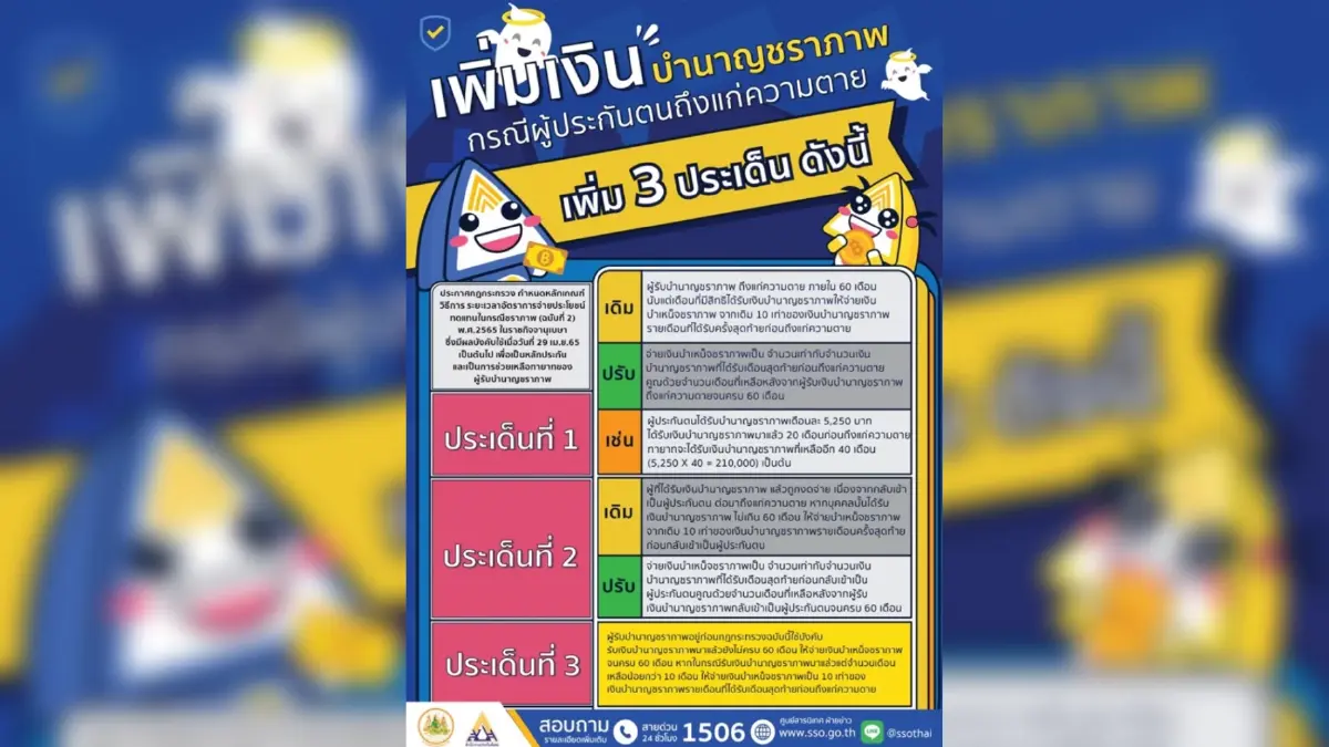 เพิ่มบำนาญชราภาพกรณีผู้ประกันตนถึงแก่ความตาย เพิ่มบำนาญชราภาพกรณีผู้ประกันตนถึงแก่ความตาย