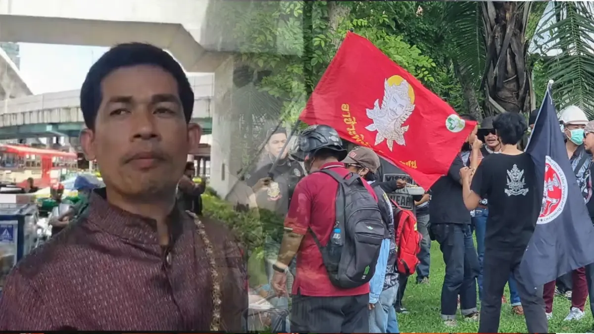 "ม่อน อาชีวะ" นำทีมคาร์ม็อบบุก ก.พลังงาน ​เรียกร้องให้ภาครัฐลดราคาน้ำมัน