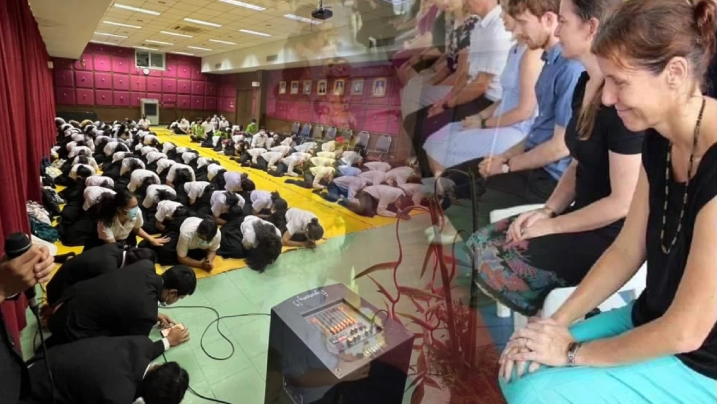 ดราม่า “หมอบกราบ” ไม่จบ ชาวเน็ตแห่แชร์ภาพพิธีไหว้ครูโรงเรียนนานาชาติยังทำ