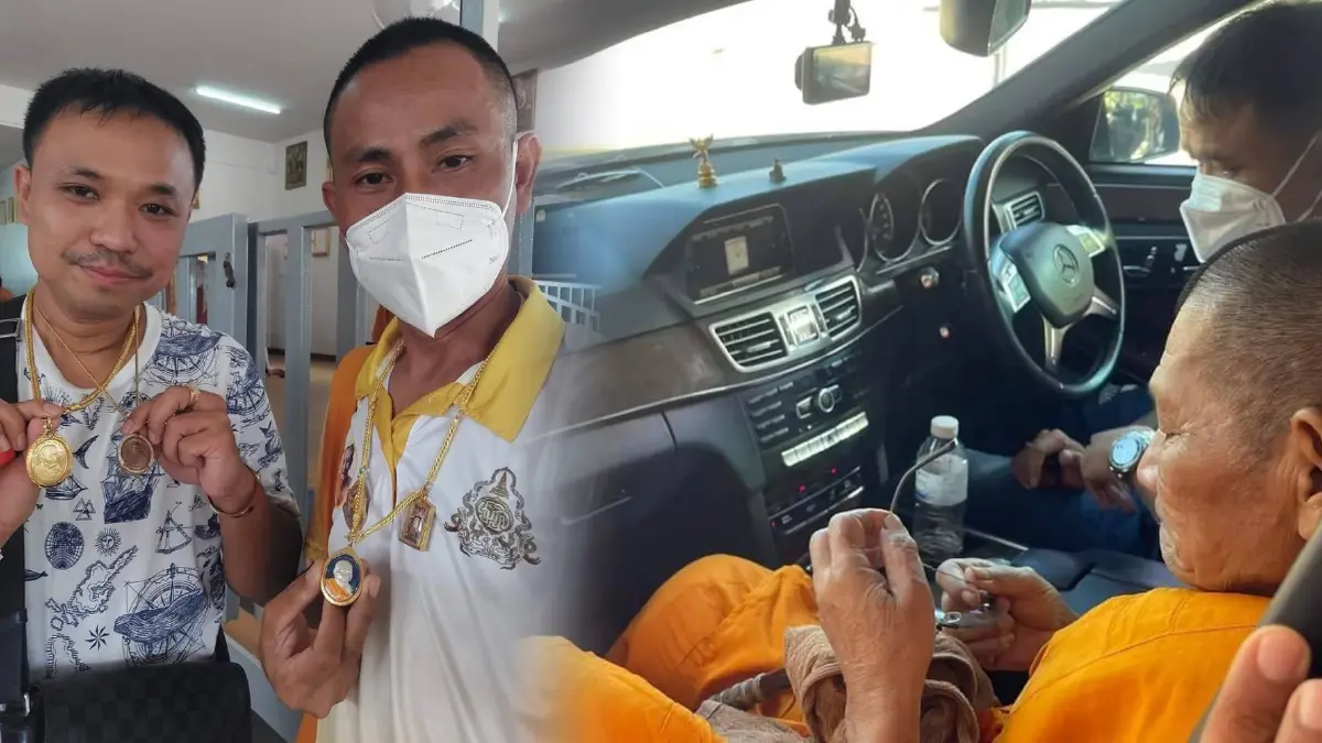 กระบะเสียหลักเหินข้ามเลนหวิดชนเบนซ์หลวงปู่ศิลา
