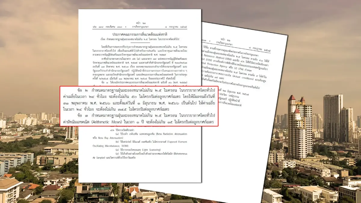 ยกระดับค่ามาตรฐาน PM 2.5 ราชกิจจาฯประกาศบังคับใช้แล้ว