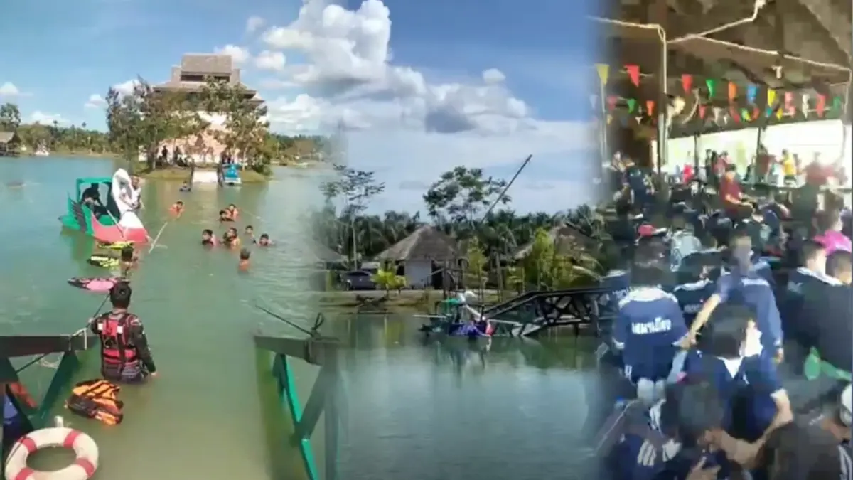 ด่วน! สะพานเหล็กศูนย์เรียนรู้ฯ หัก เด็ก นร. นับร้อยตกน้ำ เร่งช่วยเหลือระทึก ด่วน! สะพานเหล็กศูนย์เรียนรู้ฯ หัก เด็ก นร. นับร้อยตกน้ำ เร่งช่วยเหลือระทึก