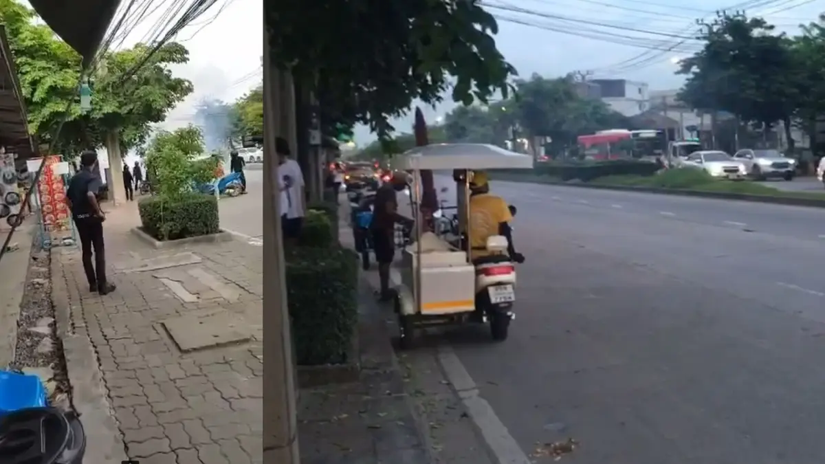 หนีตายอลหม่าน นร.ช่าง ยิงสนั่นกลางถนนอ่อนนุช (มีคลิป)