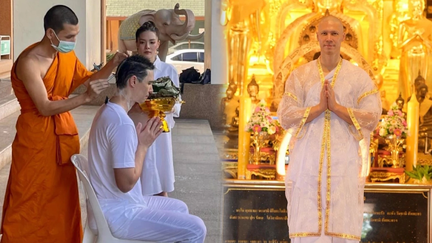 อนุโมทนาบุญ "แมทธิว ดีน" เข้าพิธีปลงผมเตรียมบวช วัดดังเชียงใหม่