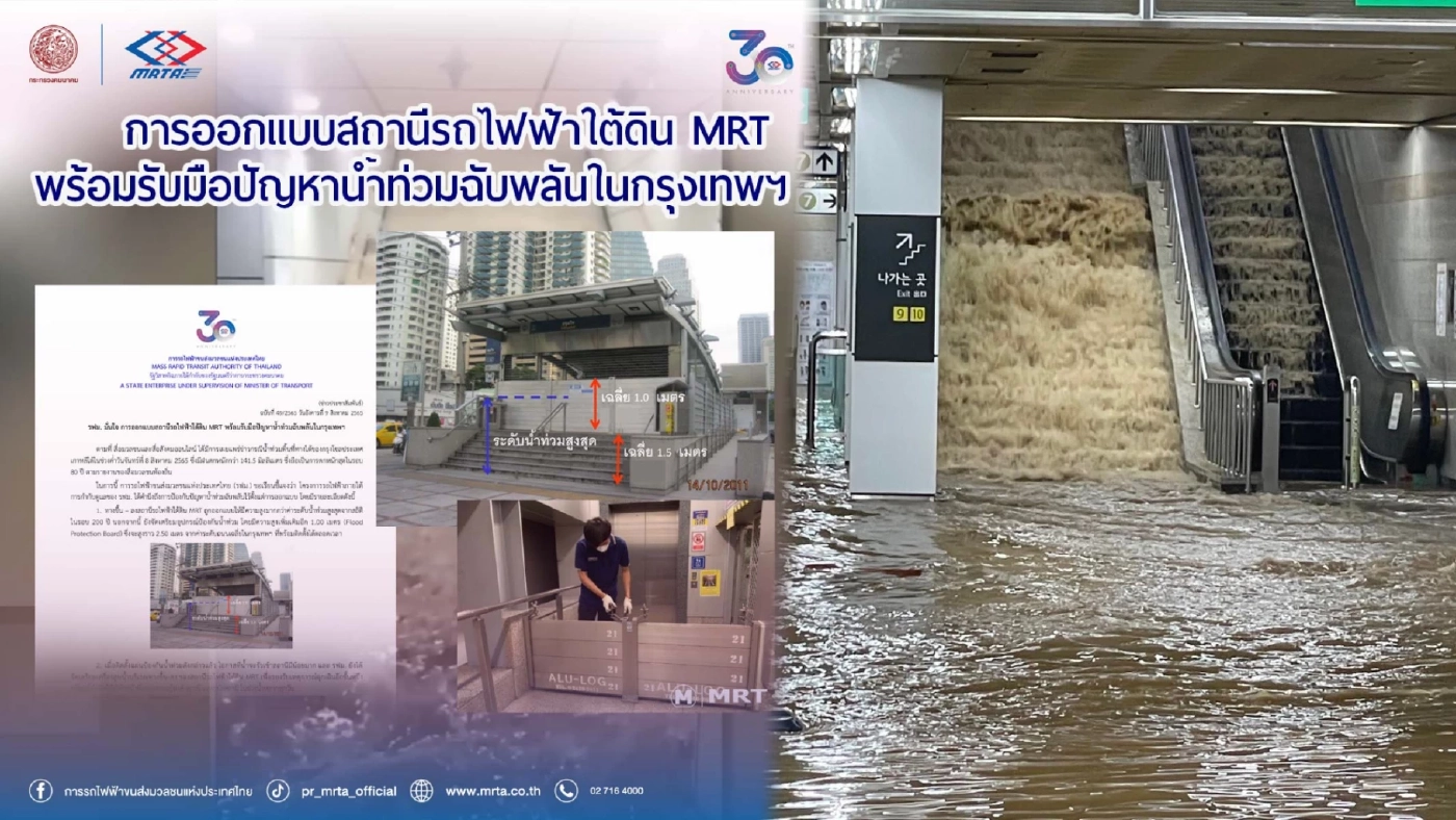 MRT ย้ำรถไฟฟ้าใต้ดินไทย น้ำไม่ทะลักท่วมเหมือนกรุงโซล ลั่นปี 54 ก็รอดมาแล้ว