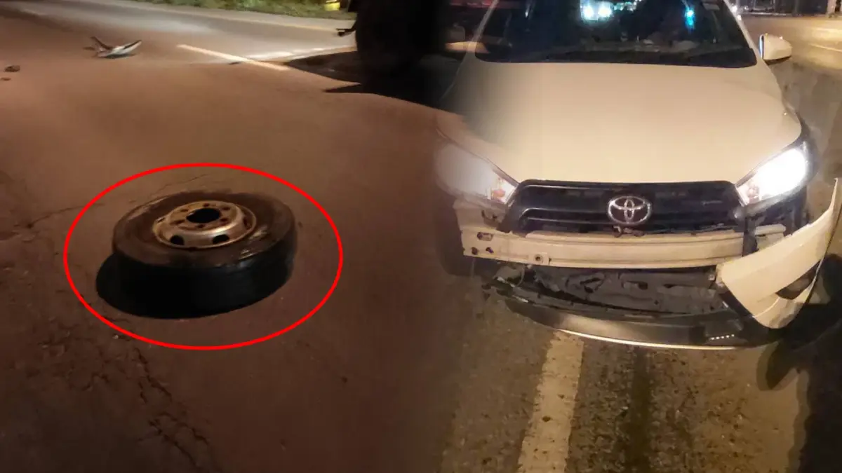 สิบล้อชุ่ย ! ทิ้งล้ออะไหล่กลางถนน “สิบโท” โวยขับชนเสียค่าซ่อมเป็นแสน