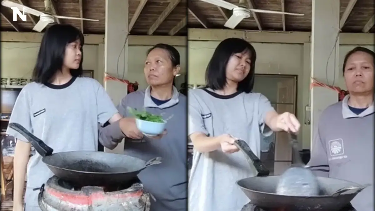 อยู่ห่างๆ อย่างห่วงๆ สอนลูกผัดกะเพราครั้งแรก สุดท้ายแม่ทำเอง อยู่ห่างๆ อย่างห่วงๆ สอนลูกผัดกะเพราครั้งแรก สุดท้ายแม่ทำเอง