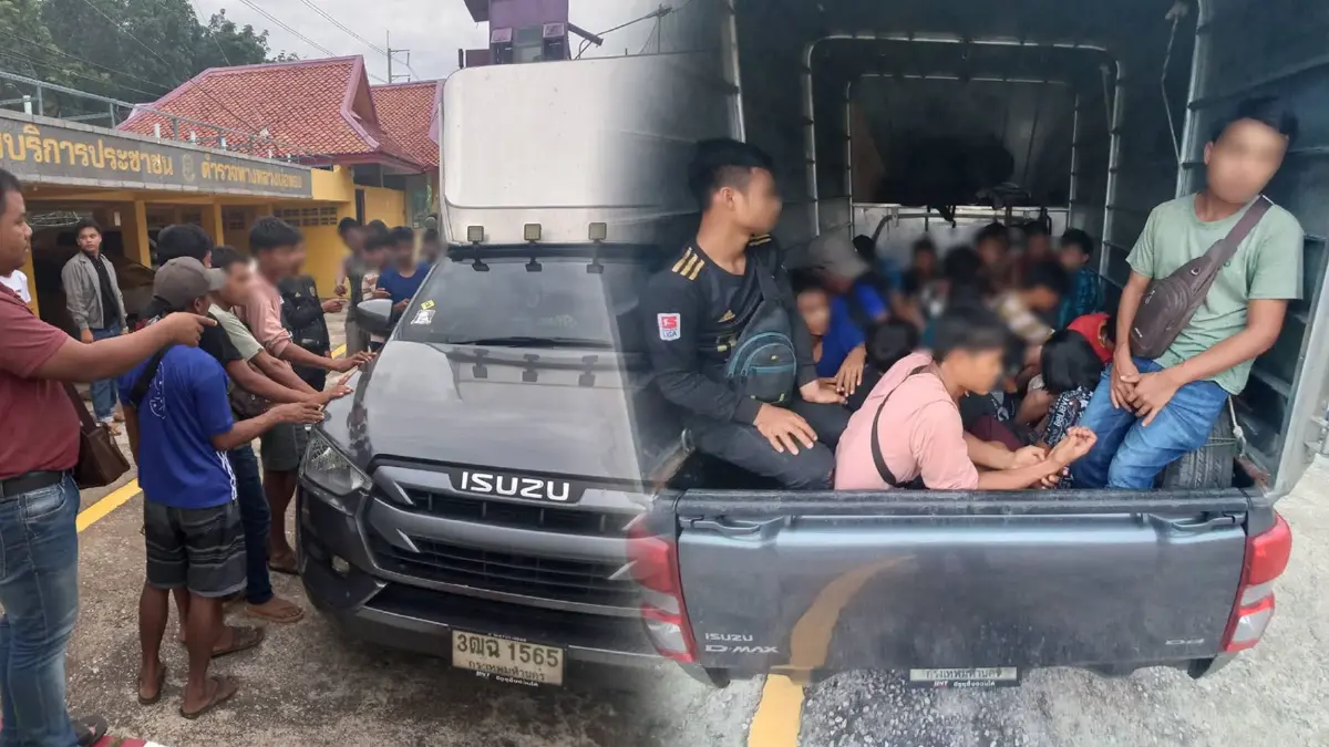 ตร.ทางหลวงสกัดจับรถขน 18 ต่างด้าวซุกตัวตู้สินค้าหวังข้ามมาเลย์