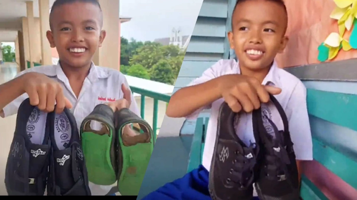 ชาวเน็ตชื่นชมครูซื้อรองเท้าใหม่ให้นักเรียน หลังพบใส่จนขาดเป็นรู (มีคลิป)