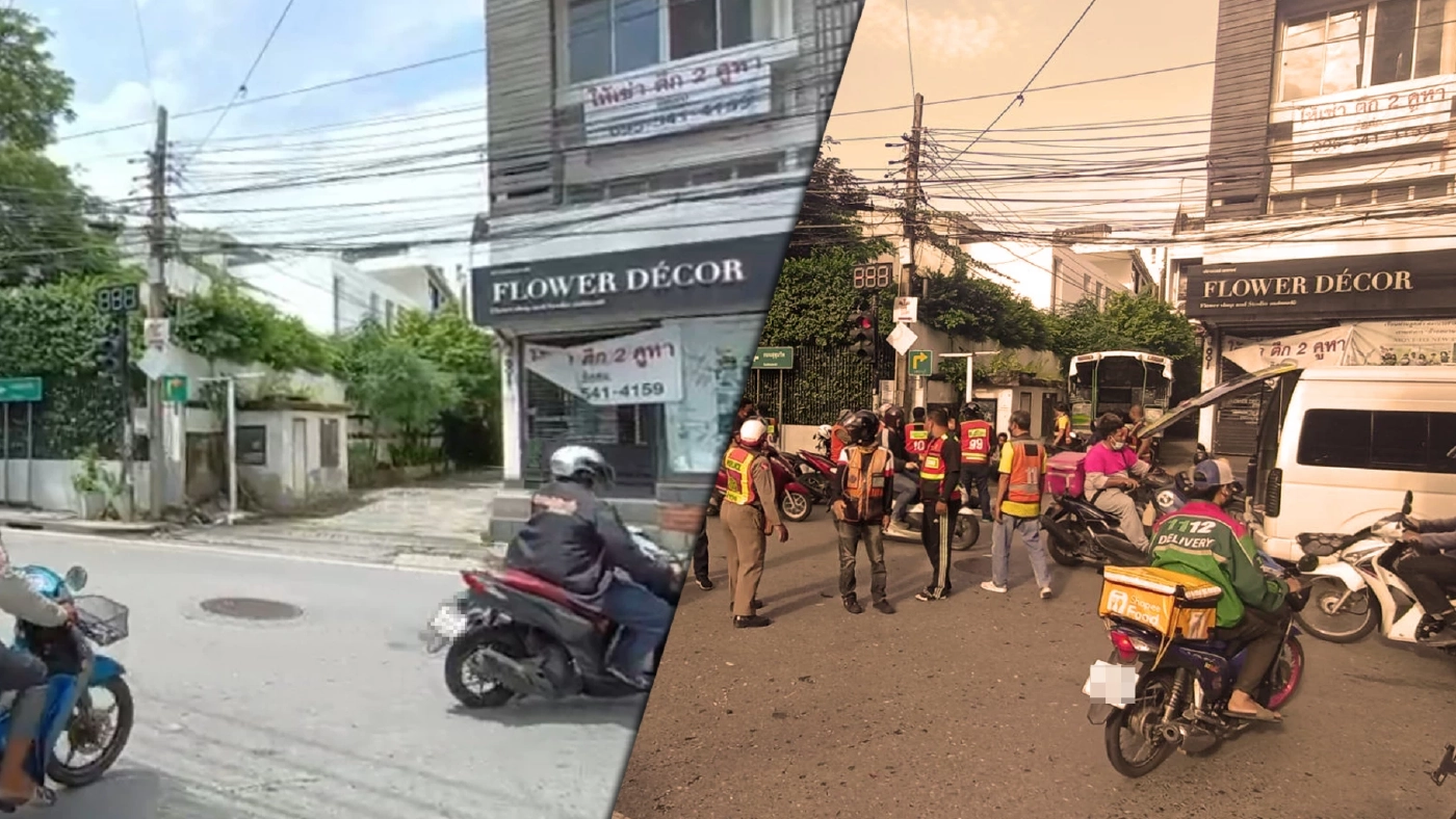 สำรวจจุดเกิดเหตุ สุขุมวิท 39  โชเฟอร์รถหกล้อพุ่งชนจยย.ดับ 2