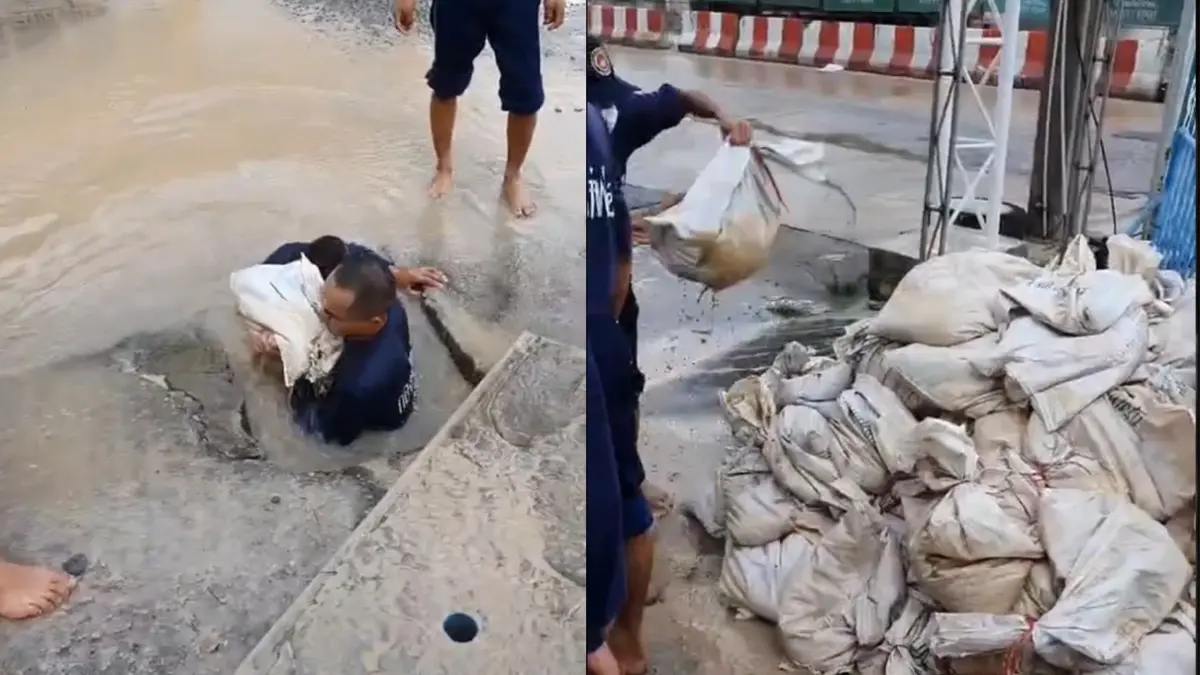 ผงะ! เหตุน้ำท่วมลาดกระบัง พบถุงทรายอุดท่ออื้อ ใกล้กันขยะเกลื่อน (มีคลิป)