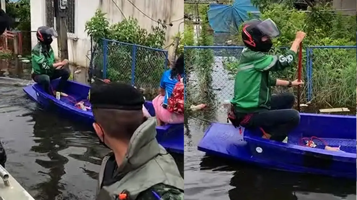 ชื่นชมไรเดอร์พายเรือสู้ชีวิต ไม่หวั่นแม้ฝนตกทำน้ำท่วมหนัก ชื่นชมไรเดอร์พายเรือสู้ชีวิต ไม่หวั่นแม้ฝนตกทำน้ำท่วมหนัก