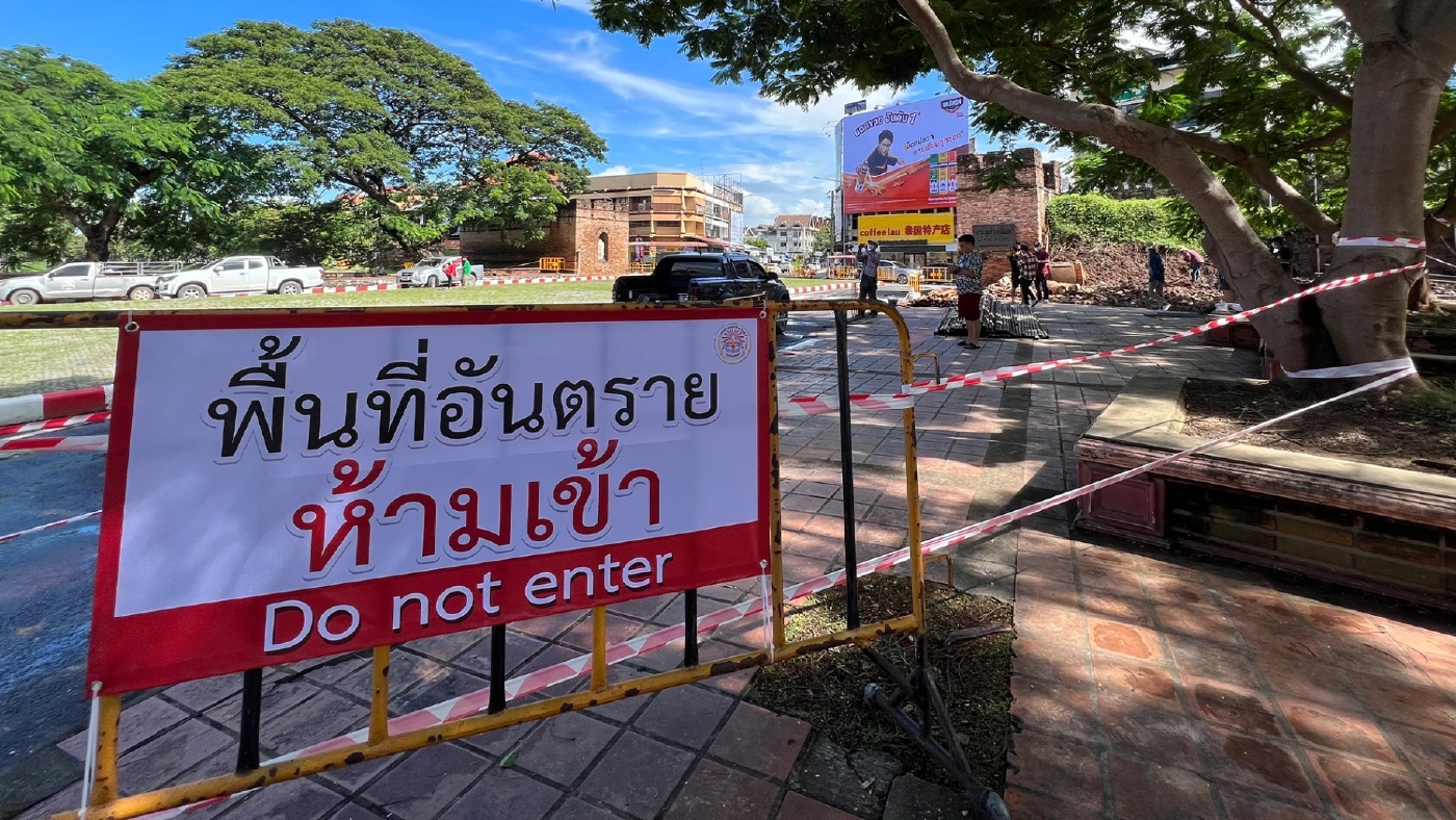 กำแพงประตูช้างเผือกเชียงใหม่ถล่มหลังฝนตกดินทรุด เร่งสำรวจป้องกันถล่มซ้ำ