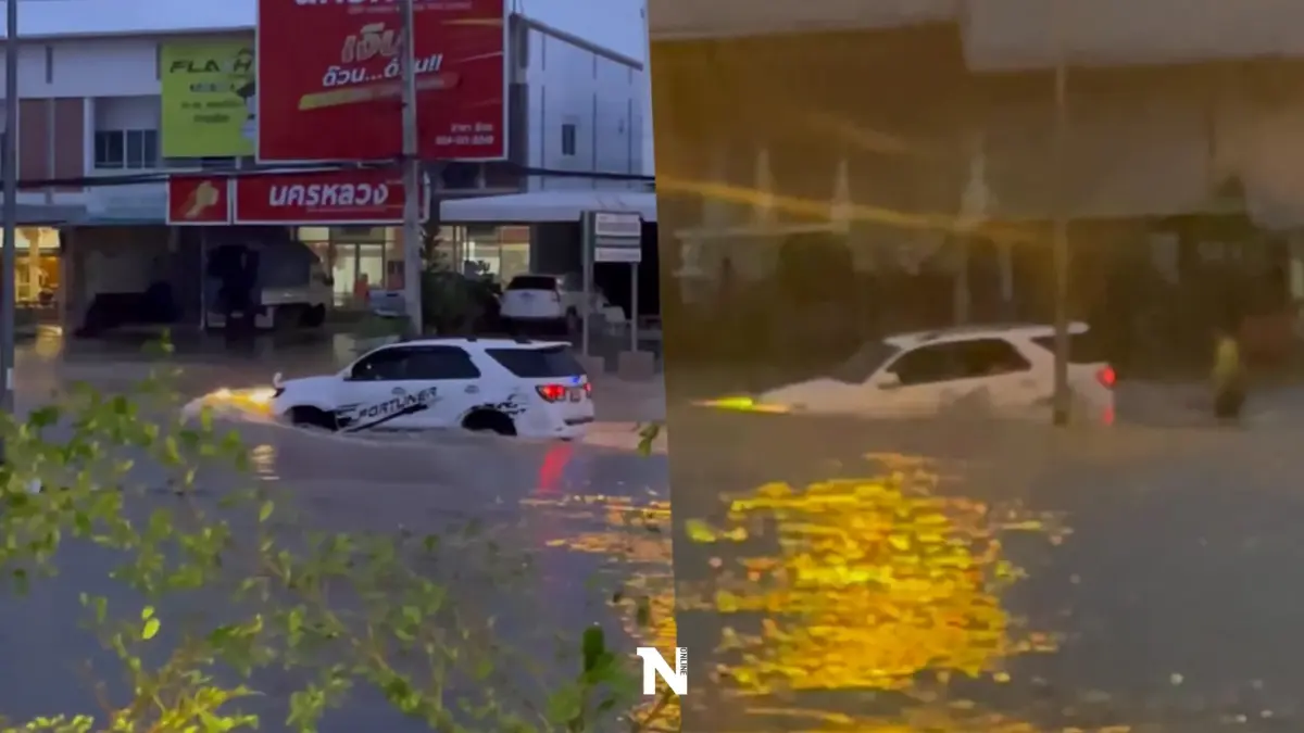เปิดคลิป "พายุโนรู" เป็นเหตุ รถยนต์ฝ่าน้ำท่วม สุดท้ายถูกกระแสน้ำซัดลอย