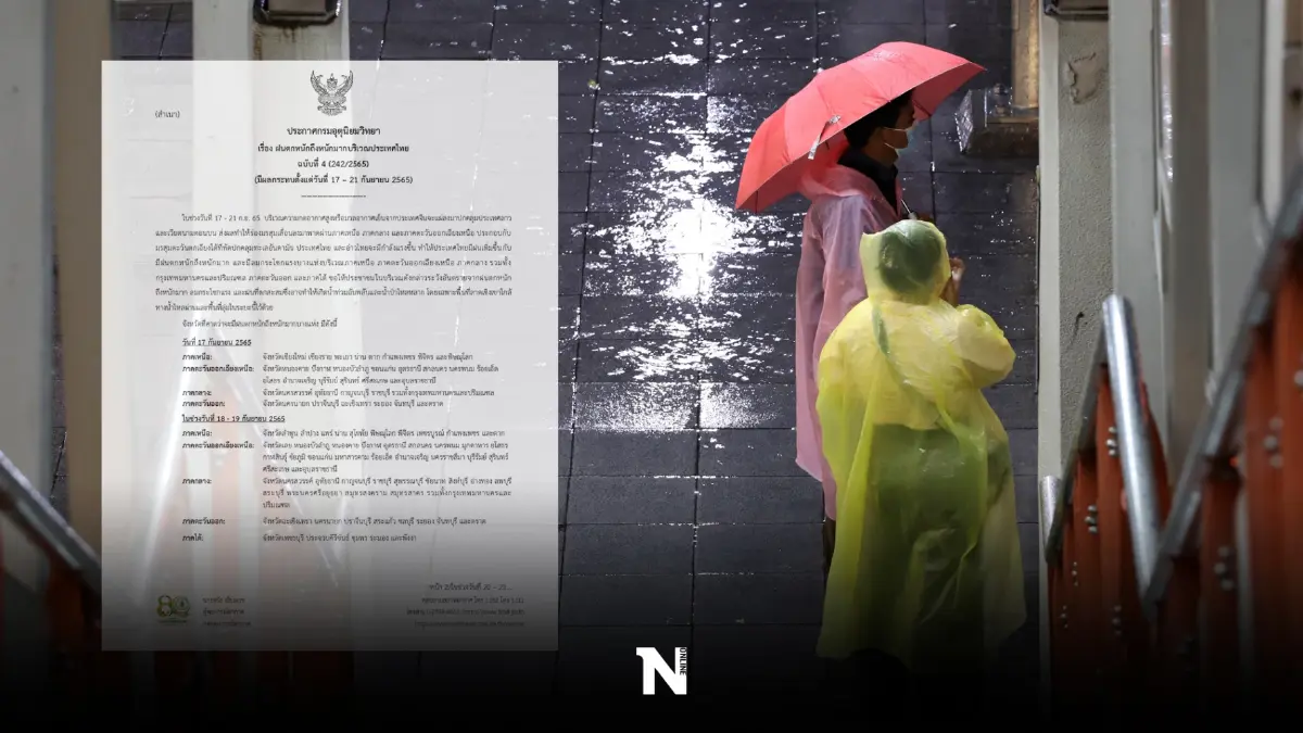 ประกาศฉบับที่ 4 กรมอุตุฯ เปิดพื้นที่ 38 จังหวัด "ฝนตกหนักมาก"วันนี้ (17ก.ย.)
