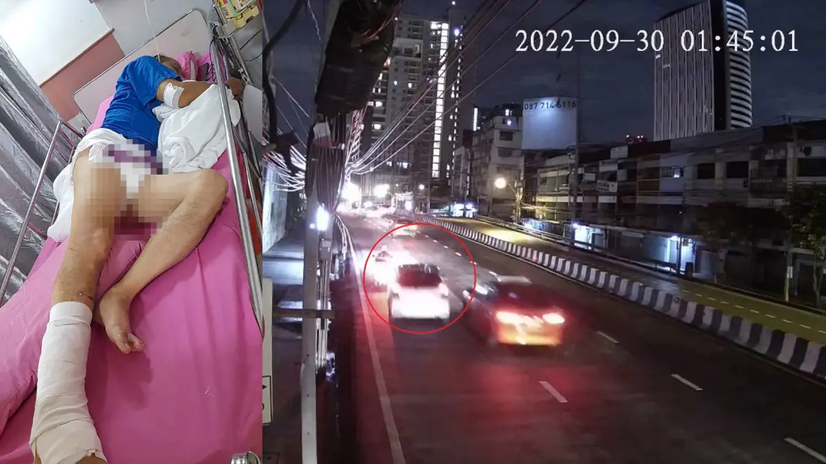 เปิดภาพนาทีเก๋งชนหนี ไรเดอร์สาหัส ญาติวอนรับผิดชอบ