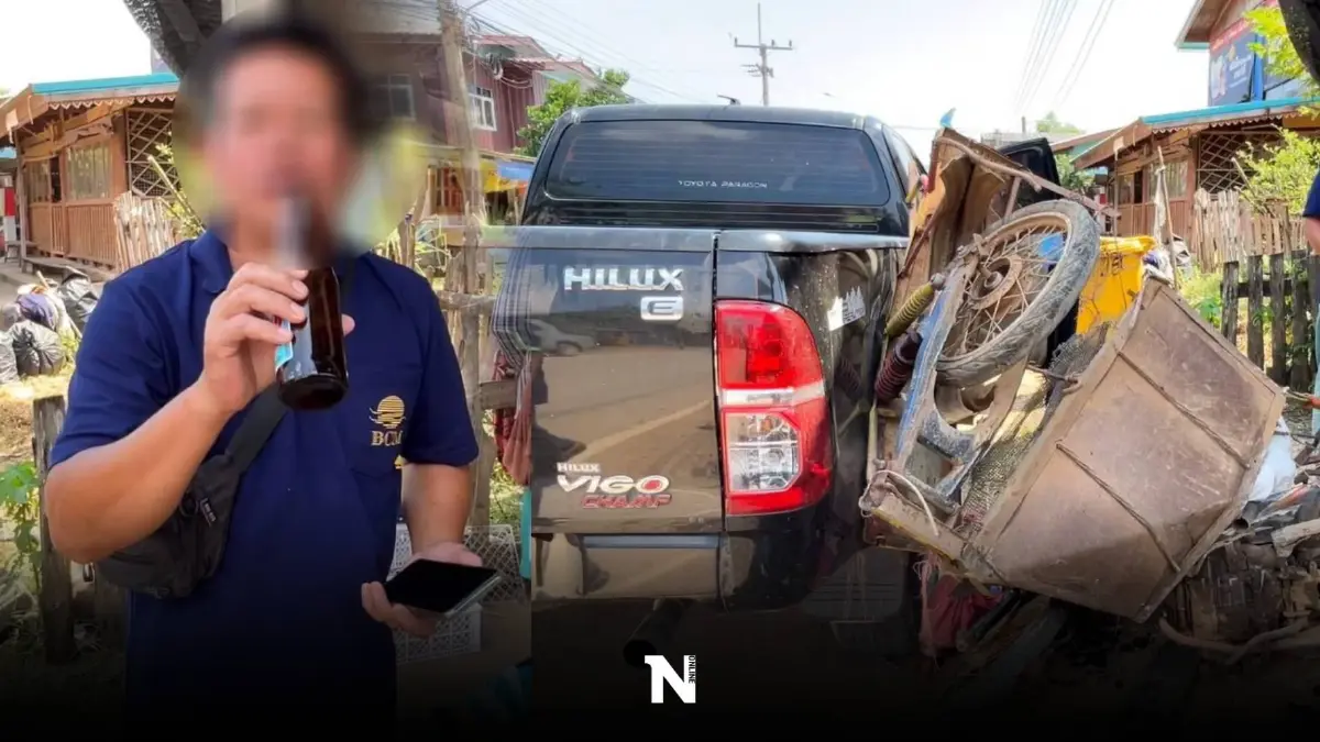 พังยับ! หนุ่มเมาควบกระบะชนซาเล้ง ยาย 82 ปี รอดปาฏิหาริย์