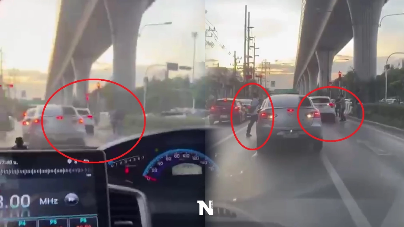 ล่าระทึก ตร.สืบ 7 ยิงยางรถยนต์พ่อค้ายากลางสี่แยก แต่หลบหนีไปได้ (คลิป)