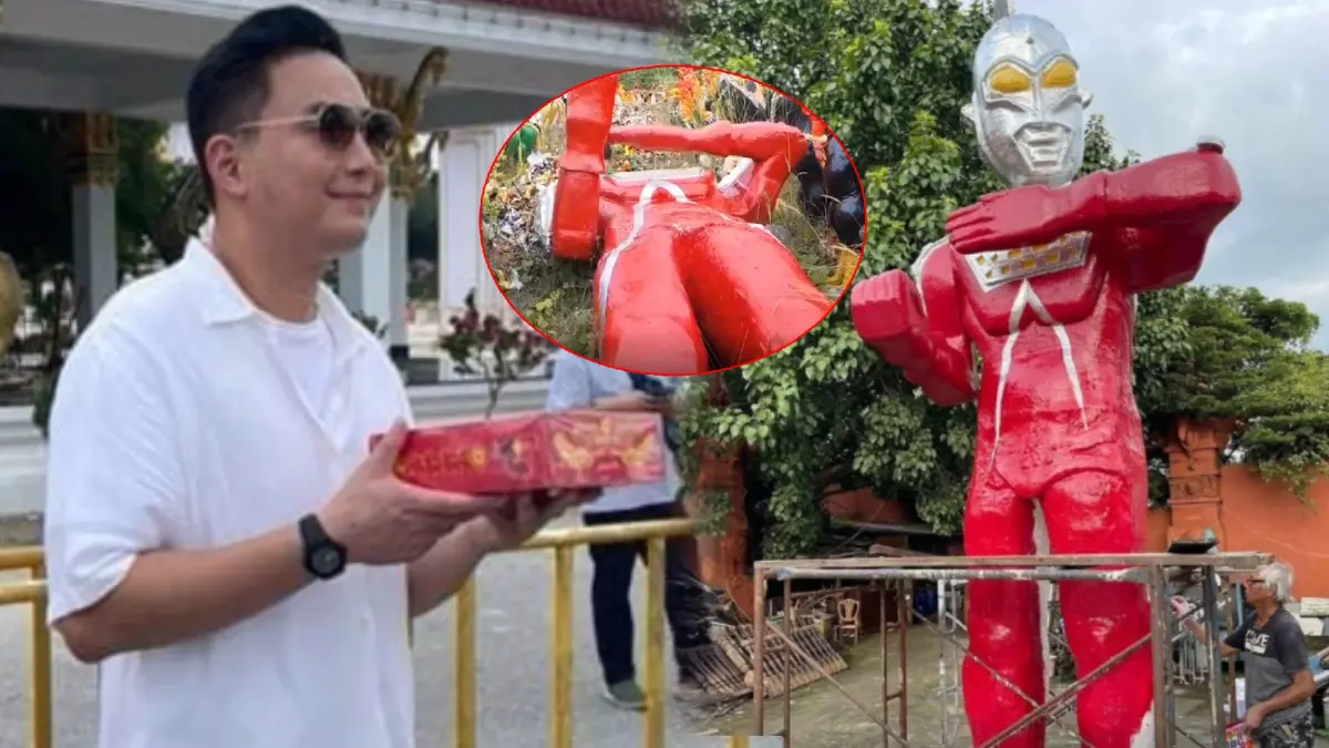 ฮือฮา “อุลตร้าแมน” สูง 5 เมตร “ไฮโซปอ” สร้างแก้บนไอ้ไข่วัดเจดีย์ ล้มหัวหลุด ฮือฮา “อุลตร้าแมน” สูง 5 เมตร “ไฮโซปอ” สร้างแก้บนไอ้ไข่วัดเจดีย์ ล้มหัวหลุด