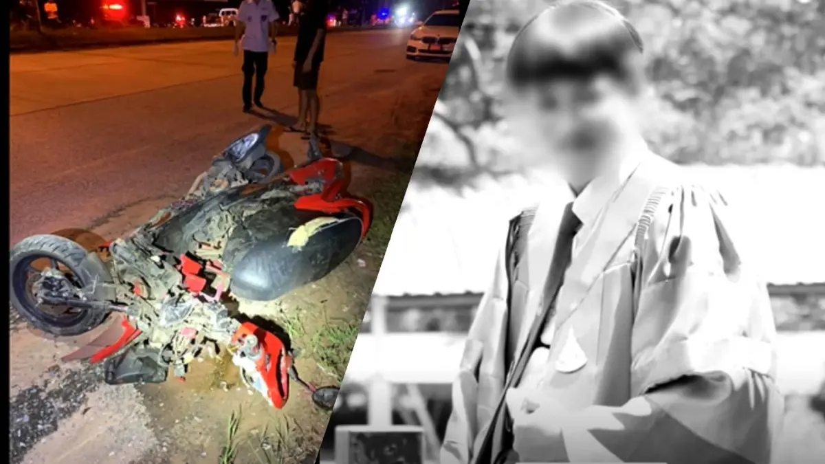 หนุ่มวัย 15 ปี ซิ่งเก๋งฝ่าไฟแดงชนบัณฑิตเกียรตินิยมเสียชีวิตคาที่