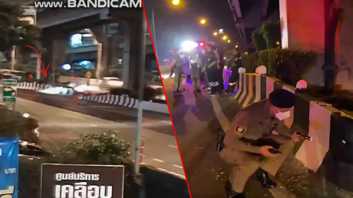 เปิดภาพนาทีสลด “ส.ต.อ.”สุทธิสาร ถูก จยย.ตามหลังเหยียบอย่างจัง(มีคลิป)