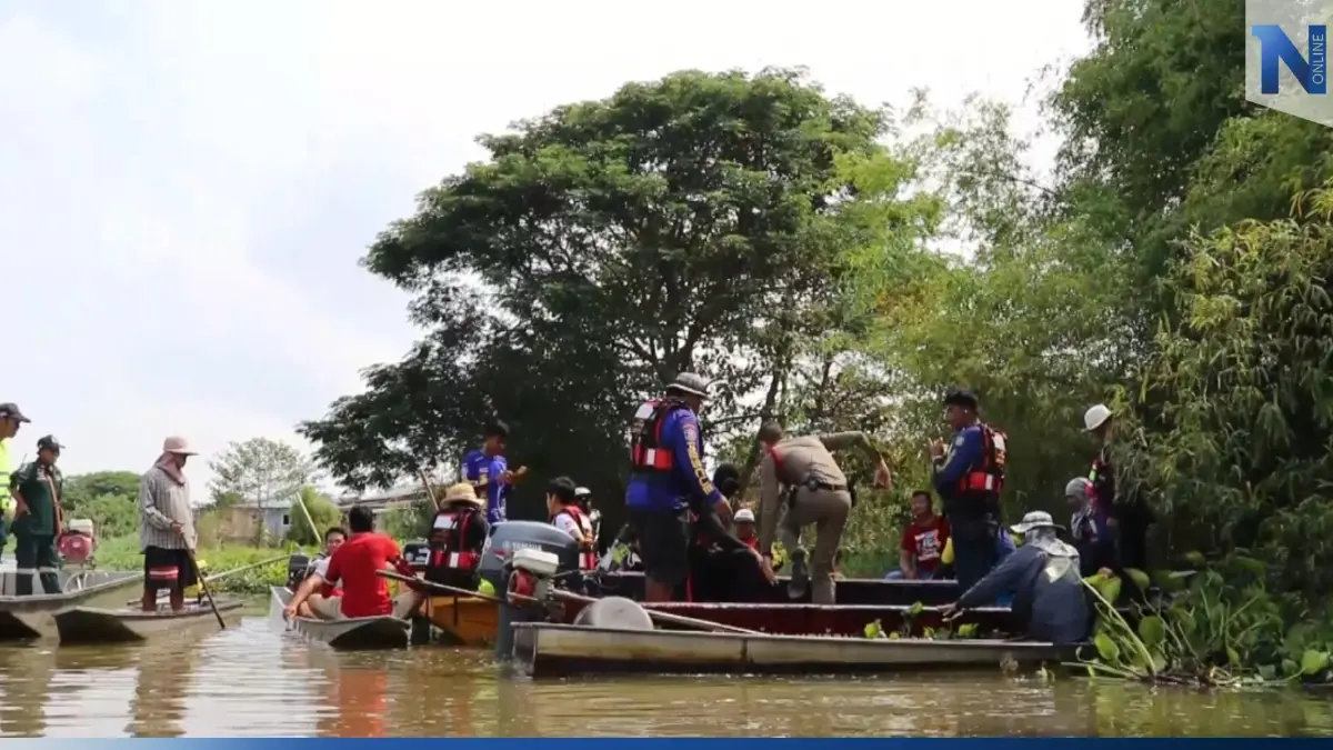 พบแล้ว ร่าง 2 แม่ลูกพายเรือไปซื้อของแล้วเรือล่มในคลอง จมหาย 24 ชั่วโมง
