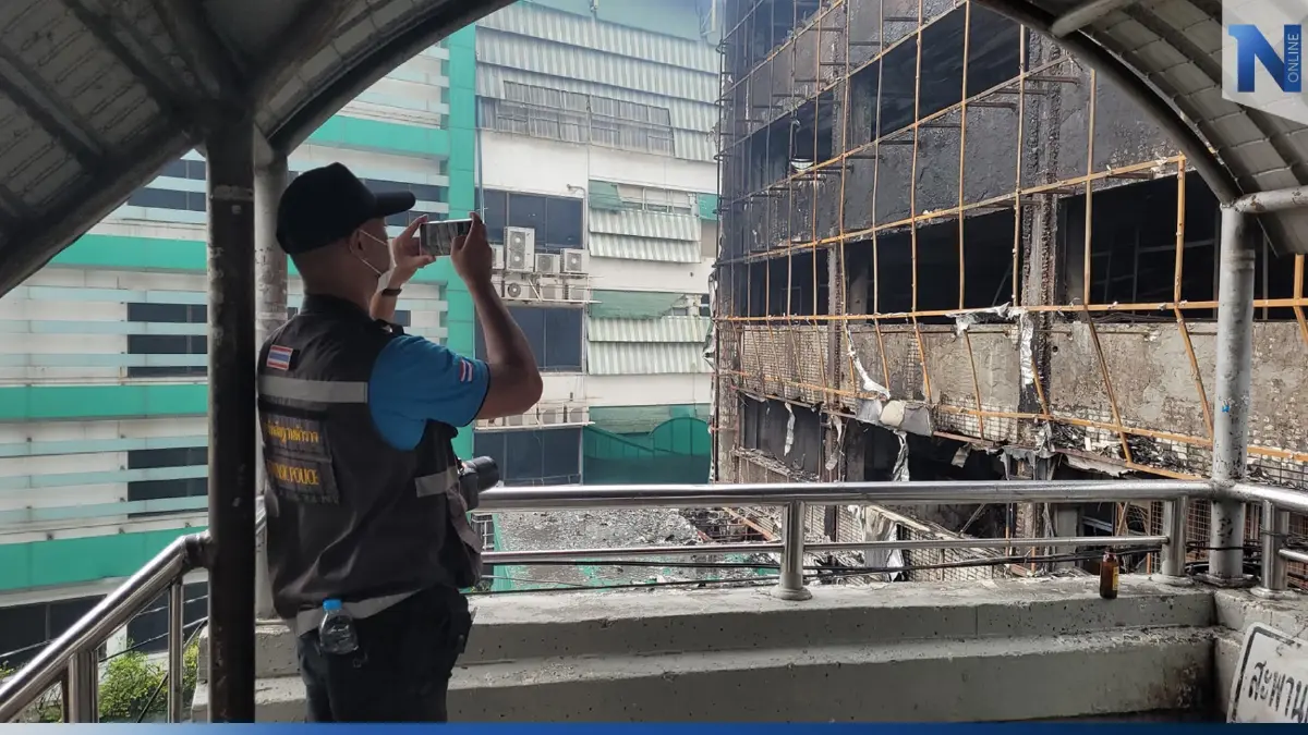 พฐ.ลงพื้นที่ตรวจอาคาร โรงงาน "แอโรซอฟ" ยังไม่สรุปสาเหตุเพลิงไหม้