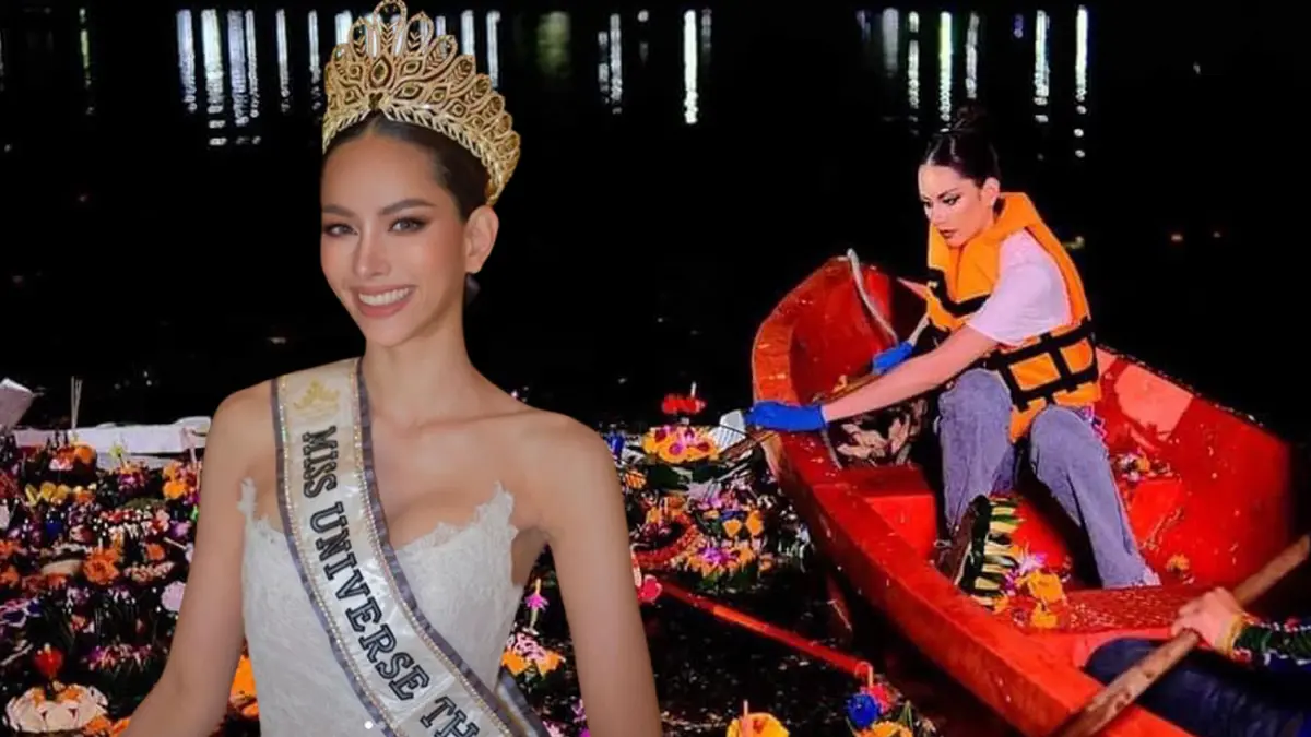 งามอย่างมีคุณค่า “แอนนาเสือ” สลัดชุดราตรี ลงพื้นที่ช่วยเก็บกระทง