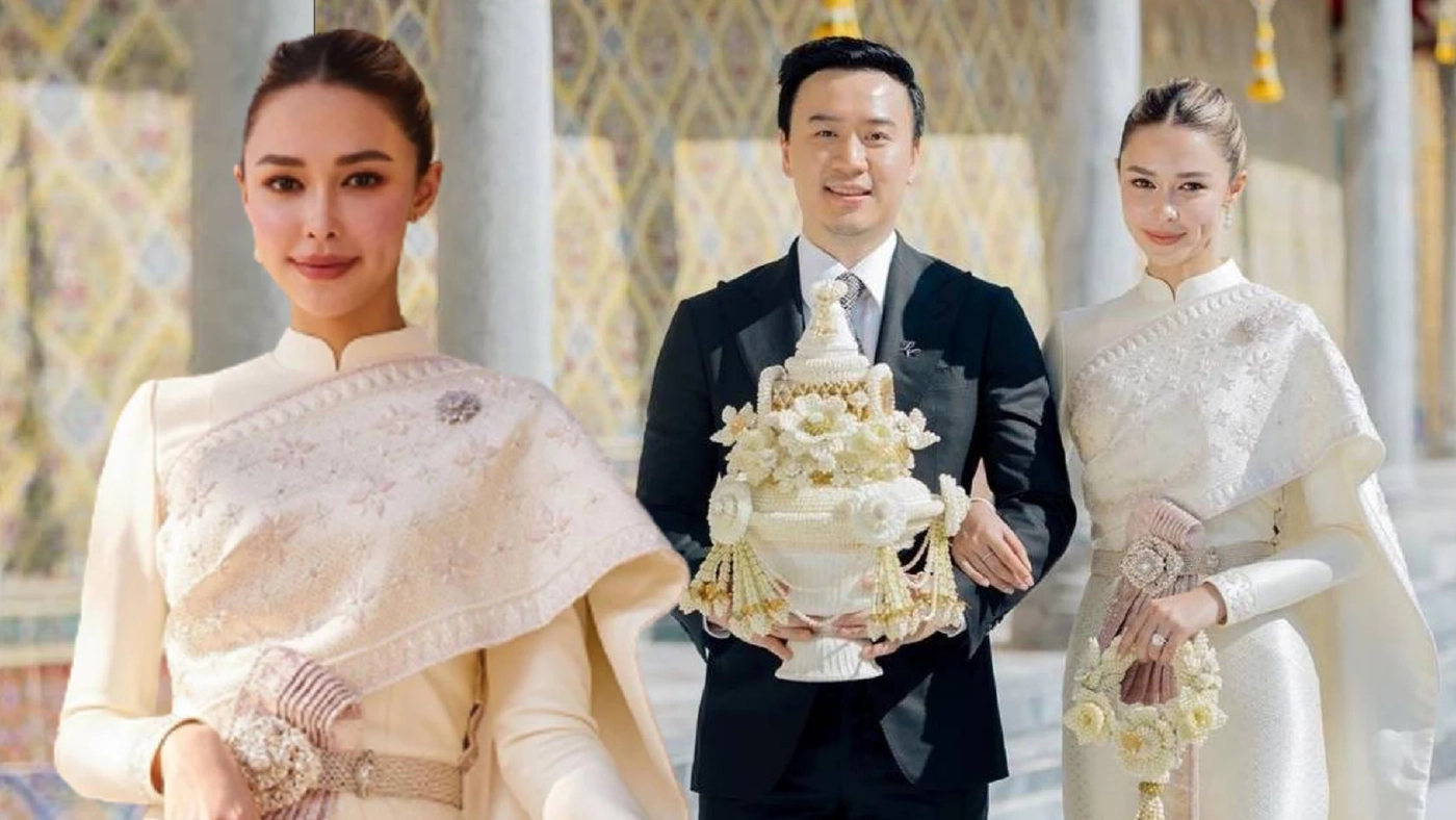 โน้ต - แพทริเซีย ขอพรพระสังฆราช สวมชุดไทยเกือบล้าน จดชื่อลายผ้าเจ้าสาวแล้ว