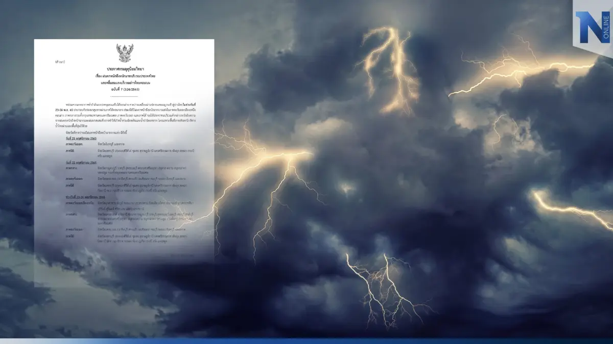 กรมอุตุฯ ประกาศฉบับ 7 พื้นที่ 12 จังหวัด "ฝนตกหนักถึงหนักมาก" กทม.ฝนหนัก 40% กรมอุตุฯ ประกาศฉบับ 7 พื้นที่ 12 จังหวัด "ฝนตกหนักถึงหนักมาก" กทม.ฝนหนัก 40%